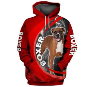 Popular And Vintage Red Dog Pattern Animals Hoodie