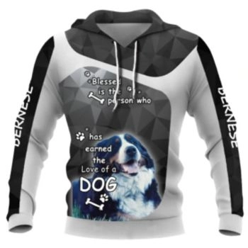 Cute And Loose Black White Dog Pattern Animals Hoodie