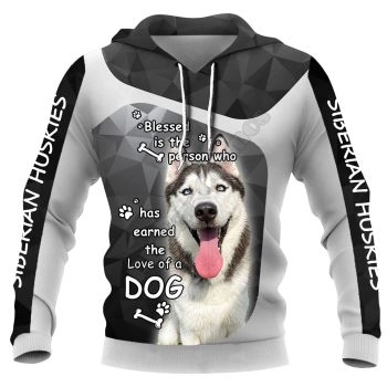 Street Style Black Dog Pattern Animals Hoodie