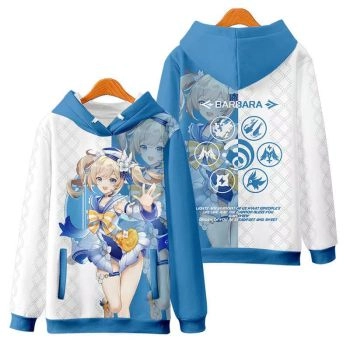 Atmospheric Genshin Impact Barbara The Anime Blue Hoodie