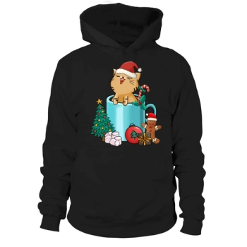 Christmas Hot Drinks Cute Cat Hoodies