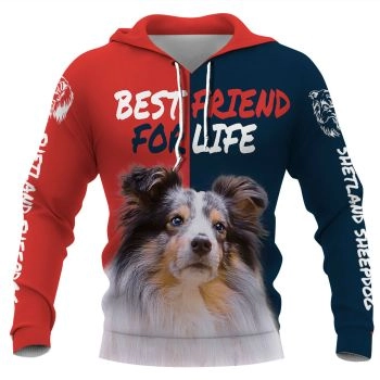 Gorgeous Red Blue Dog Pattern Animals Hoodie