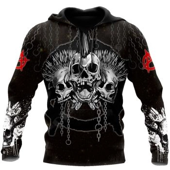 Loose Black Skull Pattern Skull Hoodie