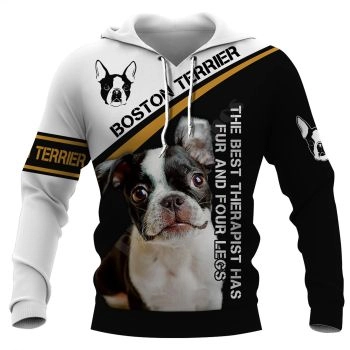 Loose And Fashion Black White Dog Pattern Animals Hoodie