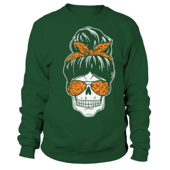 Skull Leopard Print Bandana Glasses Sweatshirt