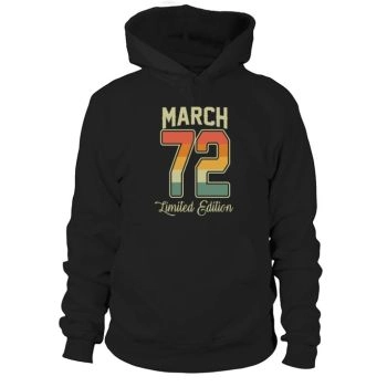 Vintage 50th Birthday March 1972 Sports Gift Hoodies