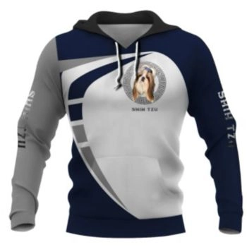 Classical And Elegance Blue White Dog Pattern Animals Hoodie