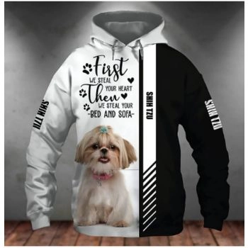 Precious And Gorgeous Black White Dog Pattern Animals Hoodie