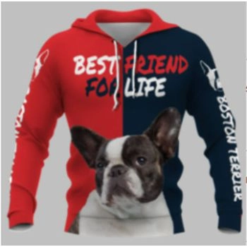 Pretty Red Blue Dog Pattern Animals Hoodie