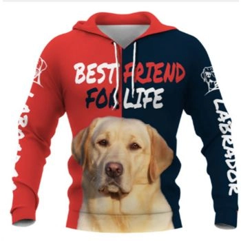 Loose And Fashion Red Blue Dog Pattern Animals Hoodie