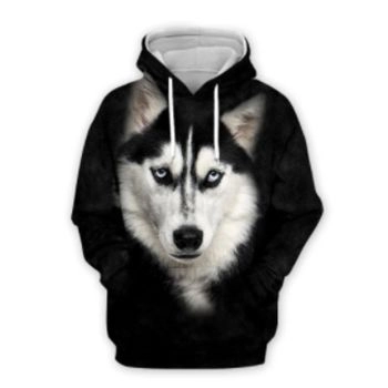 Elegance Black Dog Pattern Animals Hoodie