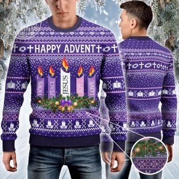Happy Advent Hope Peace Jesus Joy Love Ugly Sweater