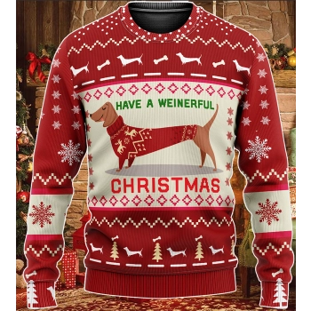 Have A WEINERFUL Christmas KNITTED Sweater