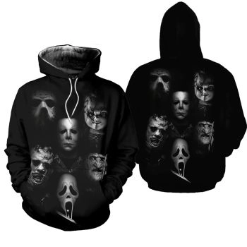  Street Black Horror Skull Pattern Halloween Hoodie