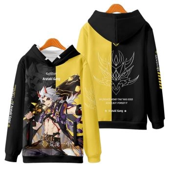 Yellow Versatile Genshin Impact Arataki Itto Amine Hoodie