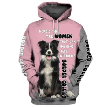 Oversize Pink Dog Pattern Animals Hoodie