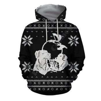 Fashion Black Dog Pattern Christmas Hoodie