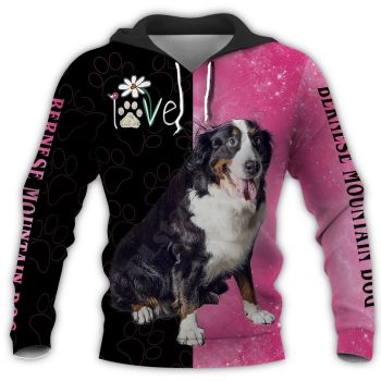 Popular Black Pink Dog Pattern Animals Hoodie