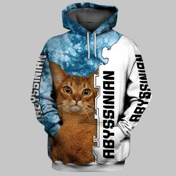 Fashion And Gorgeous Blue White Cat Pattern Animals Hoodie