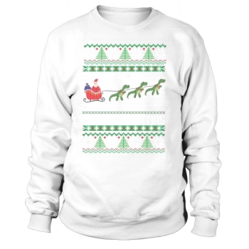 Christmas Dinosaur Sleigh Ugly Sweatshirt