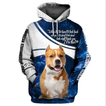 Loose Blue White Dog Pattern Animals Hoodie