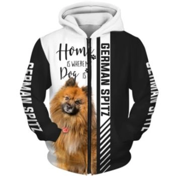 Elegance Black White Dog Pattern Animals Zip-Up Hoodie