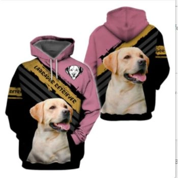 Vintage  Black Pink Dog Pattern Animals Hoodie