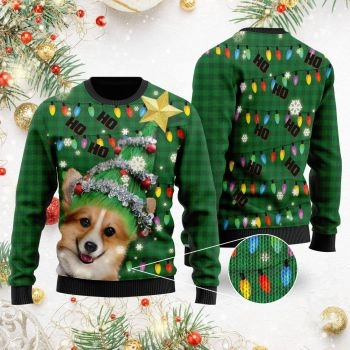 Ho Ho Ho Corgi Christmas Tree Ugly Sweater