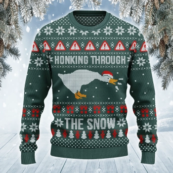 Honking Through The Snow All Over Print 3D Ugly Sweater