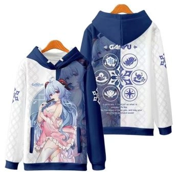 Beautiful Genshin Impact Gan Yublack White Anime Hoodie
