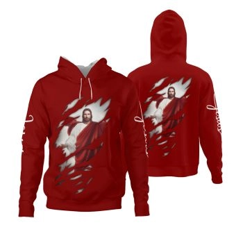  Street Red Headshot Pattern Jesus Hoodie