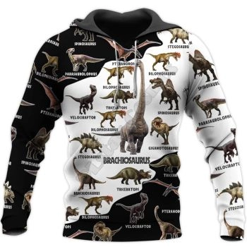 Street Black White Dinosaurs Pattern Animals Hoodie