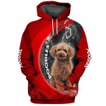 Oversize Red Dog Pattern Animals Hoodie