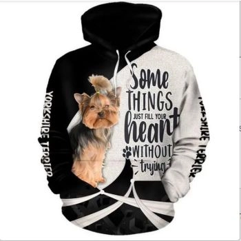 Loose Black White Dog Pattern Animals Hoodie