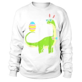 Brontosaurus Bunny Ears Easter Egg Dinosaur Dino Boys Sweatshirt