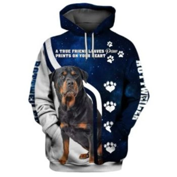 Precious Blue Dog Pattern Animals Hoodie