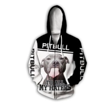 Generous And Beautiful Black White Dog Pattern Animals Zip-Up Hoodie