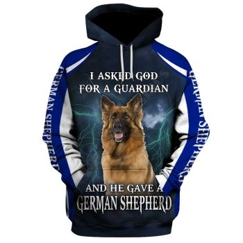 Loose And Fashion Blue Dog Pattern Animals Hoodie