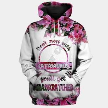 Classical  White Pink Dog Pattern Animals Hoodie