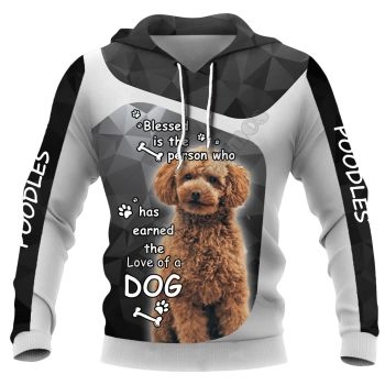 Pretty And Vintage  Black Dog Pattern Animals Hoodie