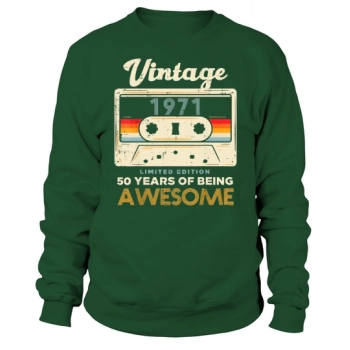 Vintage 1971 Cassette Tape 51 Awesome 51st Birthday Sweatshirt