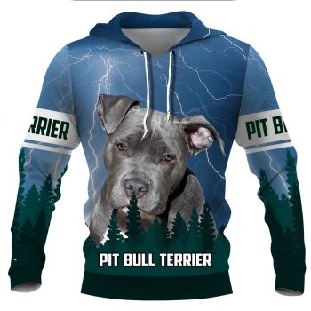 Loose Blue Dog Pattern Animals Hoodie