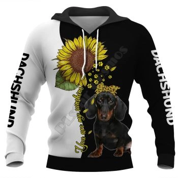 Loose Black White Dog Pattern Animals Hoodie