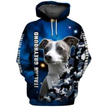 Pretty Blue Dog Pattern Animals Hoodie