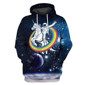 Precious Blue Horse Pattern Astronauts Hoodie