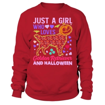 Just a Girl Who Loves Golden Retrievers and Halloween Funny Sweatshirt
