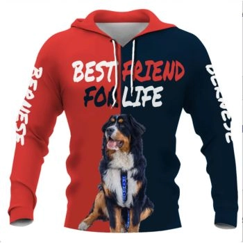 Vintage  Red Blue Dog Pattern Animals Hoodie