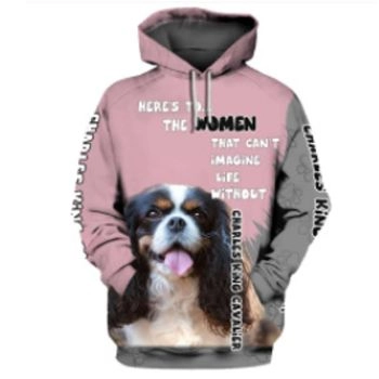 Pretty And Vintage  Pink Dog Pattern Animals Hoodie