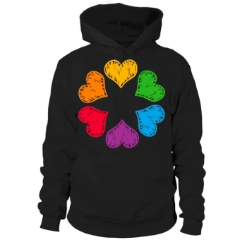 Rainbow Circle Of Hearts Pride Hoodies