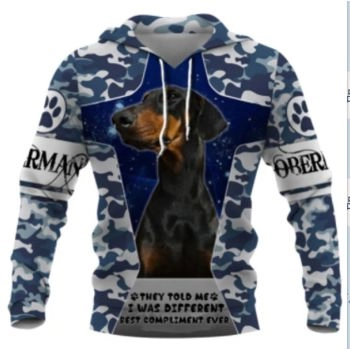 Loose Blue White Dog Pattern Animals Hoodie